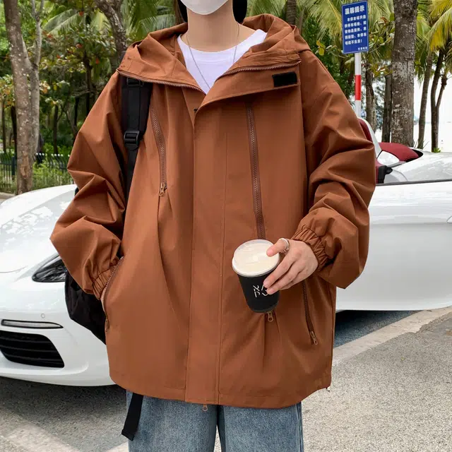 费尔岛上的猫 机能工装风三合一可拆卸纯色基础款户外防风防水夹克外套 男女同款