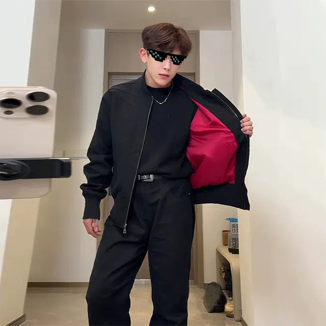 佑麟 秋季倒三角硬汉工装外套美式小众棒球服廓形飞行员短款夹克 男女同款