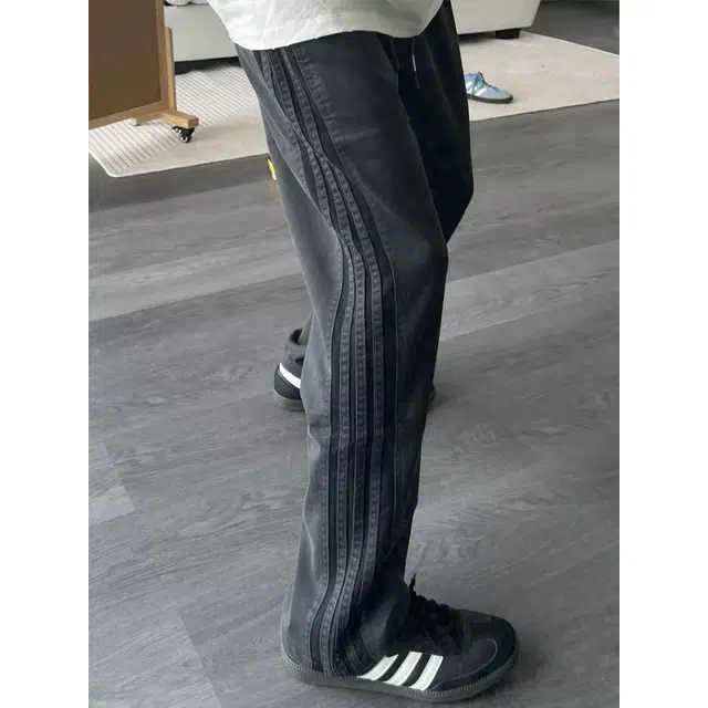 佑麟 条纹裤子美式三条杠潮牌直筒裤工装伐木阔腿运动长裤休闲裤 男女同款