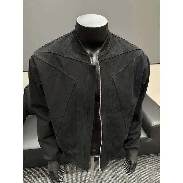佑麟 秋季重磅倒三角正肩棒球服高级感外套红内拼接水洗帆布夹克 男女同款
