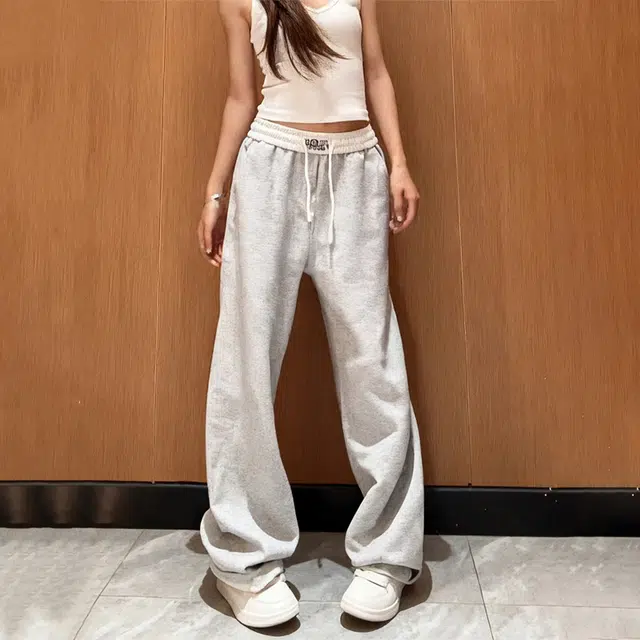 佑麟 美式弯刀裤子秋季高腰头拼接阔腿卫裤直筒休闲裤 男女同款