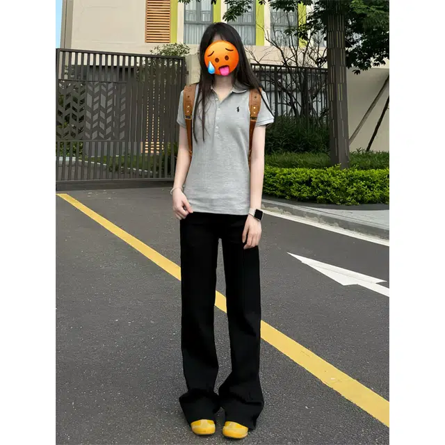 佑麟 黑色冰丝微喇西裤夏薄款垂坠感高级感裤子显瘦窄版西装裤休闲裤 男女同款