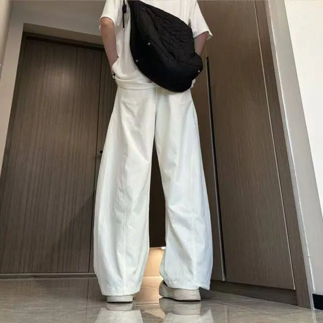 佑麟 美式冰丝弯刀裤夏季薄款斜切速干裤子宽松裤休闲裤 男女同款