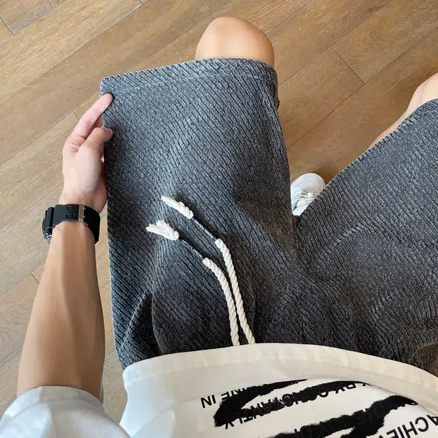 佑麟 斑马纹针织运动裤男夏季外穿薄款宽松五分裤美式高街小香风裤子短裤 男女同款