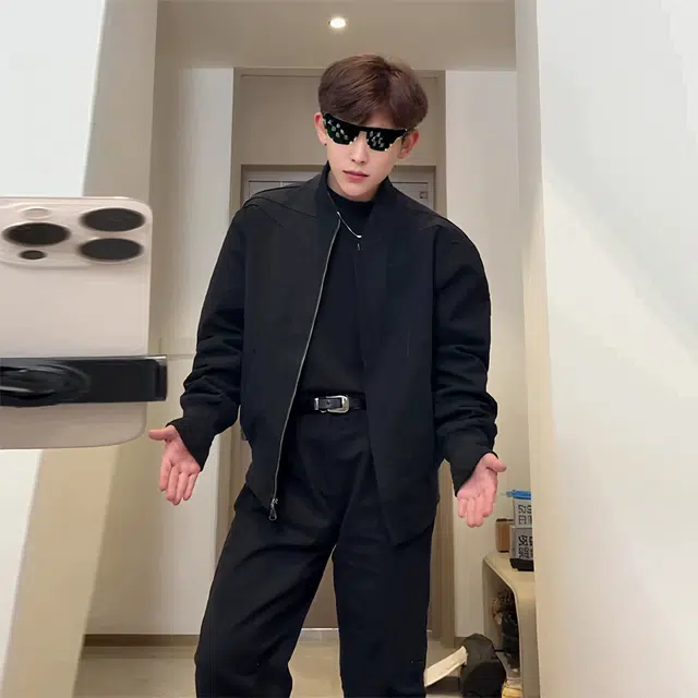 佑麟 秋季倒三角硬汉工装外套美式小众棒球服廓形飞行员短款夹克 男女同款