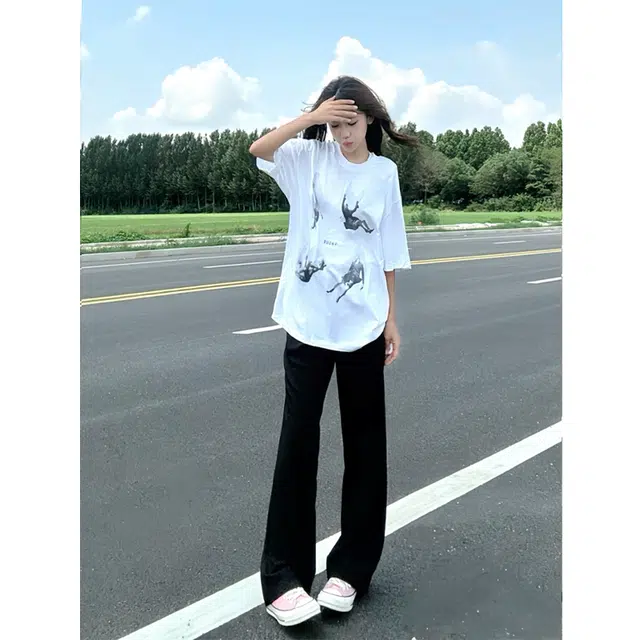 佑麟 直筒西裤薄款痞帅美式高街微喇百搭休闲裤 男女同款