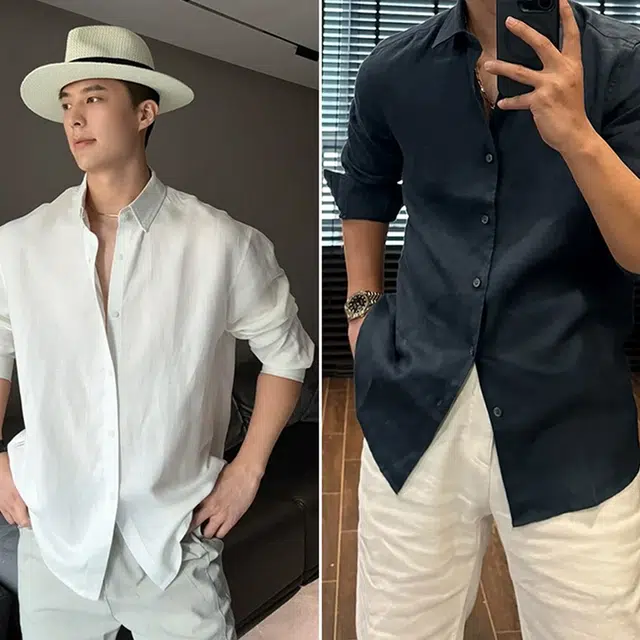 佑麟 老钱风莱赛尔亚麻衬衫夏季薄款长袖衬衣痞帅高级感穿搭棉麻外套上衣 男女同款