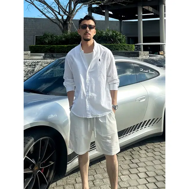 佑麟 小马刺绣亚麻衬衫夏季松弛感轻薄防晒衬衣美式慵懒风外套上衣 男女同款