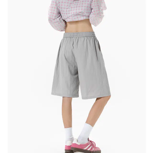 佑麟 冰丝运动夏季薄款宽松阔腿速干沙滩五分裤休闲短裤 男女同款