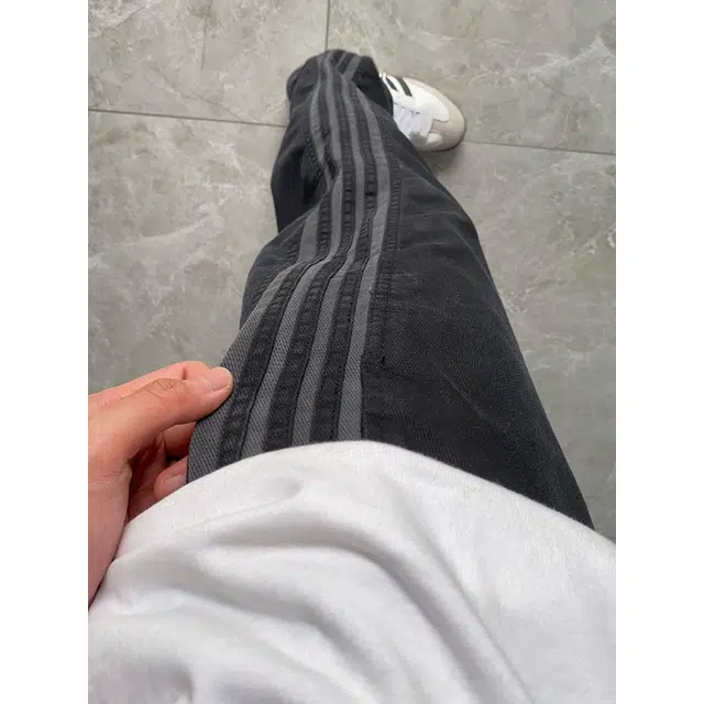 佑麟 条纹裤子美式三条杠潮牌直筒裤工装伐木阔腿运动长裤休闲裤 男女同款