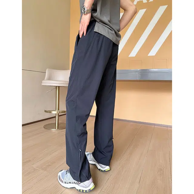 佑麟 户外冰丝速干裤子侧拉链微喇薄款机能三防运动休闲裤 男女同款