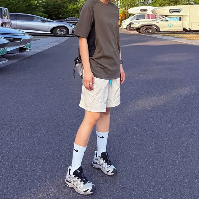 佑麟 美式户外运动速干短裤夏季薄款透气五分裤子高街潮牌工装中裤休闲裤 男女同款