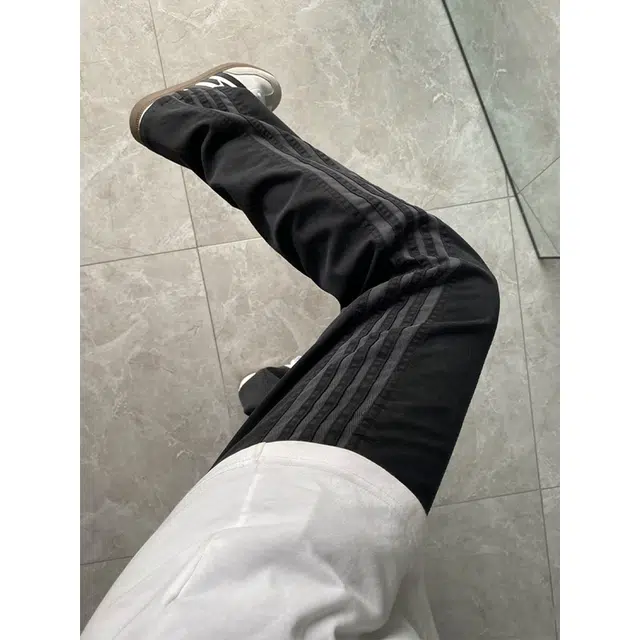佑麟 条纹裤子美式三条杠潮牌直筒裤工装伐木阔腿运动长裤休闲裤 男女同款