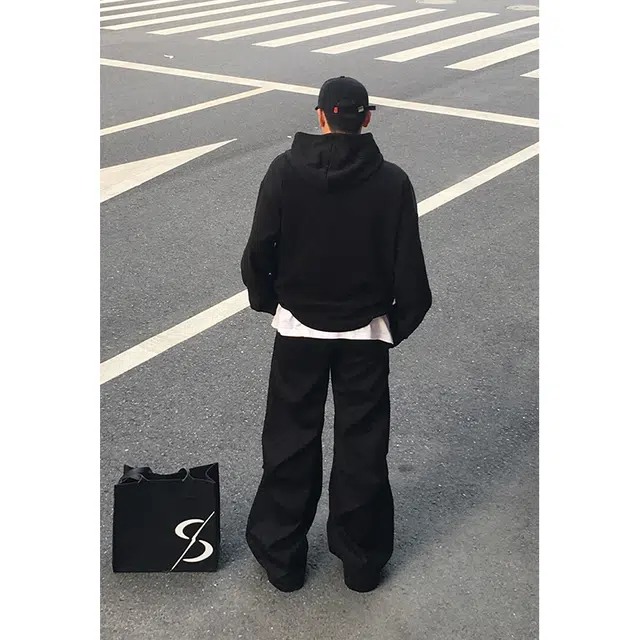佑麟 重磅连帽设计感社恐上衣美式廓形挺括帽衫卫衣 男女同款