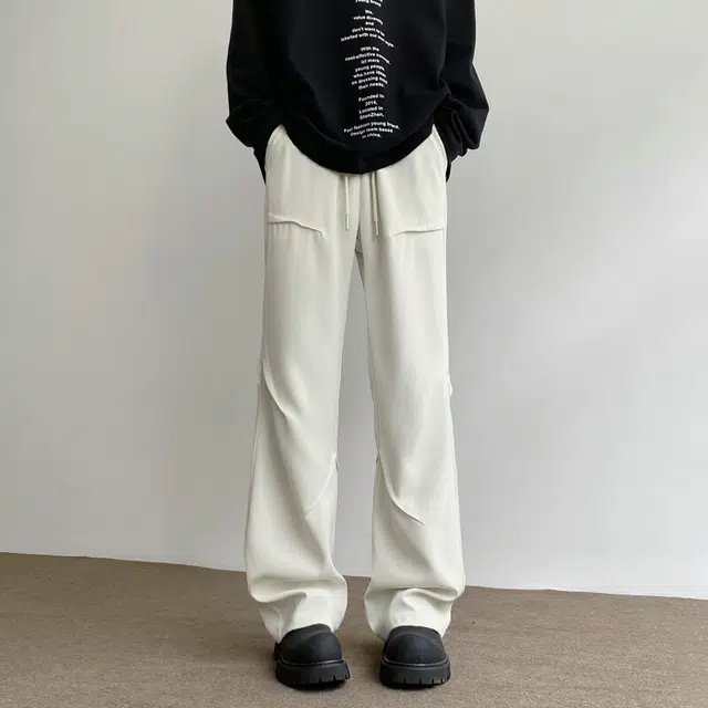 佑麟 美式褶皱西裤潮牌微喇宽松直筒垂感百搭高街裤子休闲裤 男女同款
