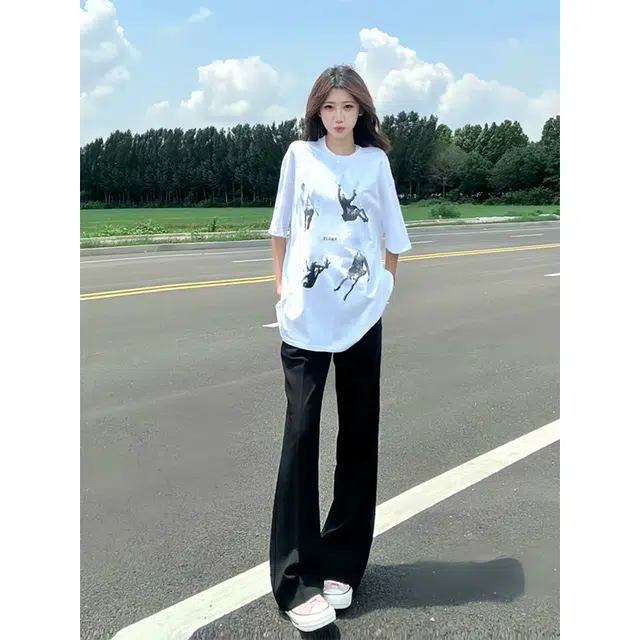 佑麟 直筒西裤薄款痞帅美式高街微喇百搭休闲裤 男女同款