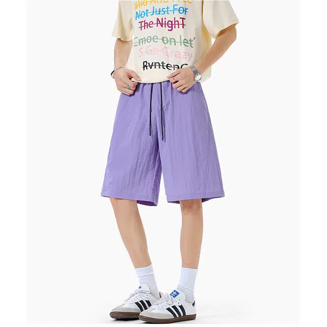 佑麟 冰丝运动夏季薄款宽松阔腿速干沙滩五分裤休闲短裤 男女同款