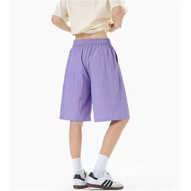 佑麟 冰丝运动夏季薄款宽松阔腿速干沙滩五分裤休闲短裤 男女同款