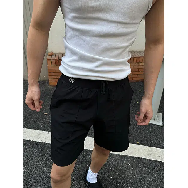 佑麟 美式凉感速干短裤男款夏季薄款透气运动裤子户外沙滩防水四五分裤休闲 男女同款