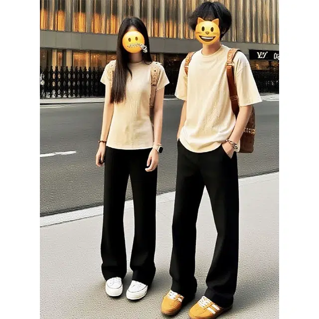 佑麟 美式微喇薄款高街高腰直筒舒适百搭牛仔裤 男女同款