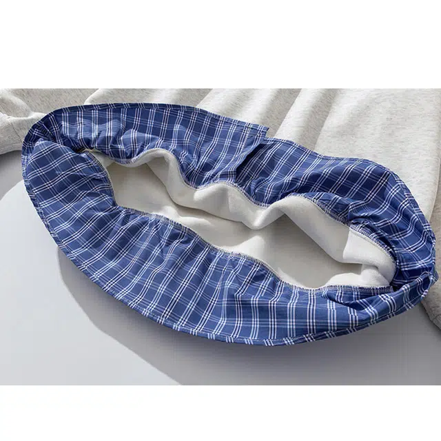 佑麟 格子衬衫领假两件春秋季设计感休闲长袖外套上衣卫衣 男女同款