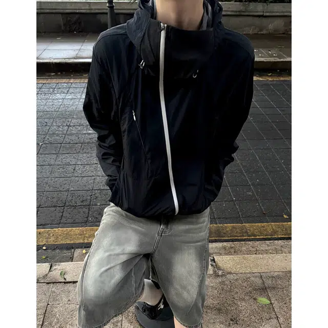 佑麟 机能侧角弧拉链拼接剪裁轻薄防紫外线骑车衣防晒服 男女同款