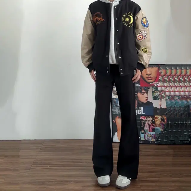 佑麟 阿衰穿搭黑色微喇裤子高个子加长弯刀西裤美式高街休闲直筒裤西装裤 男女同款