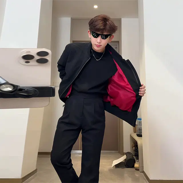 佑麟 秋季倒三角硬汉工装外套美式小众棒球服廓形飞行员短款夹克 男女同款