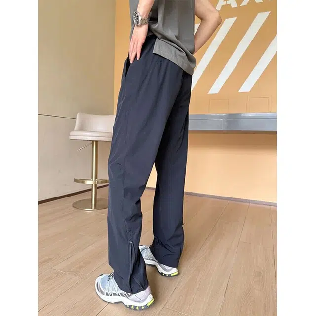 佑麟 户外冰丝速干裤子侧拉链微喇薄款机能三防运动休闲裤 男女同款