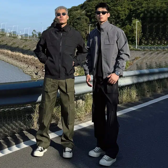 佑麟 秋季潮牌痞帅高级感工装外套硬汉风短款骑兵服美式立领飞行夹克 男女同款