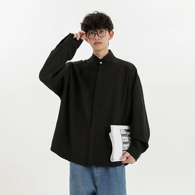 佑麟 新中式立领男高级感痞帅防晒衬衣宽松慵懒垂感中国风外套长袖衬衫 男女同款