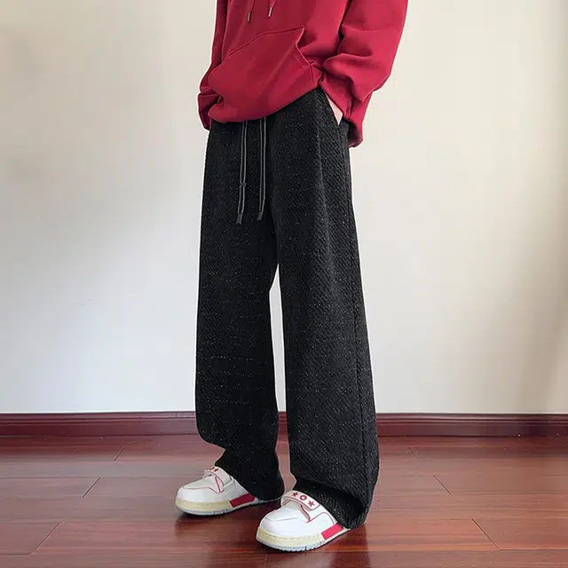 佑麟 小香风编织春秋星空呢重磅阔腿裤慵懒风垂感直筒卫裤休闲裤 男女同款