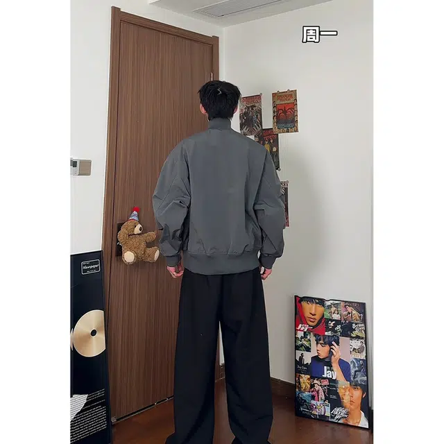 佑麟 美式短款飞行员宽松工装立领春季夹克外套 男女同款