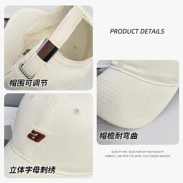 小猪班纳 刺绣软顶大头围时尚韩版显脸小防晒遮阳潮学生百搭 棉 鸭舌帽 男女同款情侣款