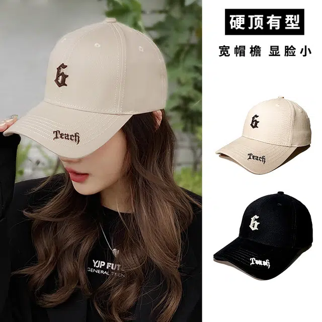 小猪班纳 韩版硬顶大头围加深宽檐帽子刺绣潮酷时尚百搭遮阳帽子 棉 鸭舌帽 男女同款情侣款