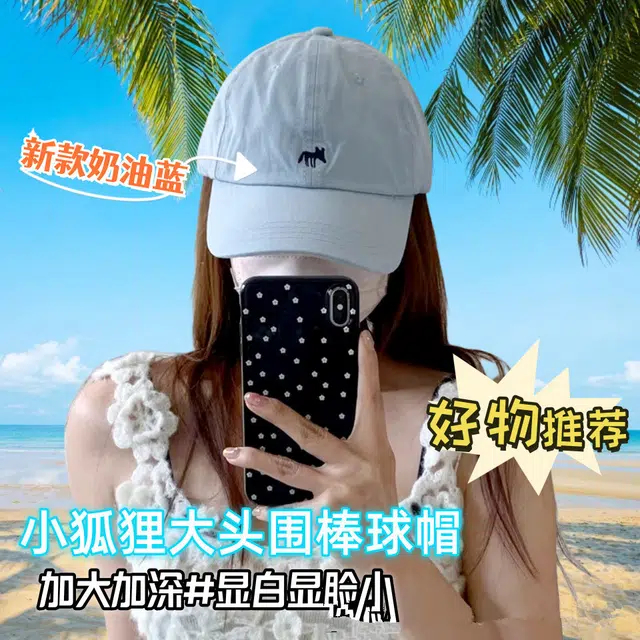 【潮流时尚】 小猪班纳 无印韩版小狐狸刺绣百搭显脸小 棉 鸭舌帽 男女同款情侣款