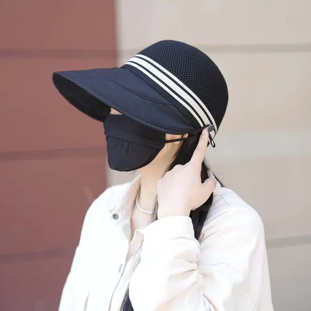 小猪班纳 复古显脸小 时尚潮流可扎马尾防晒帽 腈纶 帽子 男女同款情侣款