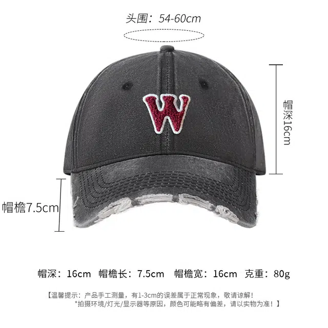 小猪班纳 春夏防晒太阳字母牛仔布水洗做旧复古遮阳时尚百搭 棉 鸭舌帽 男女同款情侣款