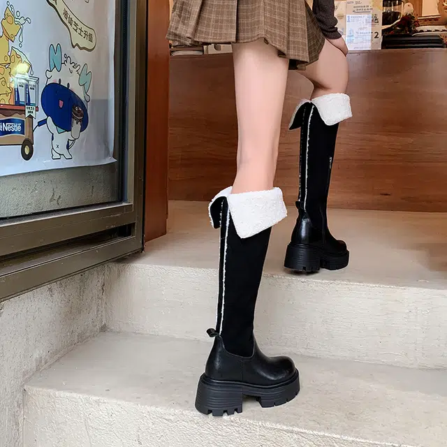 牛皮革 日常时尚休闲百搭 高筒靴 女款