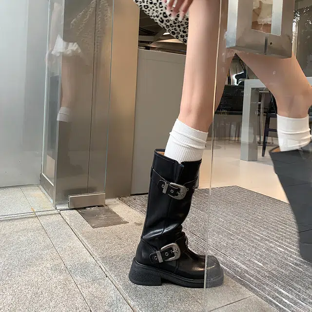 牛皮革 复古简约擦色西部风美爆 高筒靴 女款