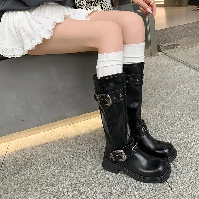 牛皮革 复古简约擦色西部风美爆 高筒靴 女款