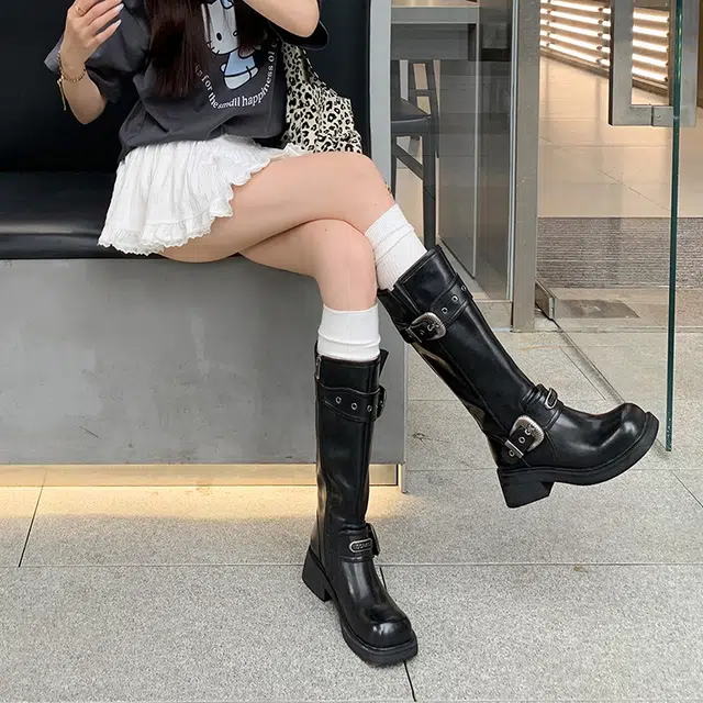 牛皮革 复古简约擦色西部风美爆 高筒靴 女款