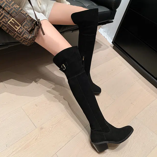 牛反绒 厚底舒适弹力气质时尚潮流 过膝靴 女款