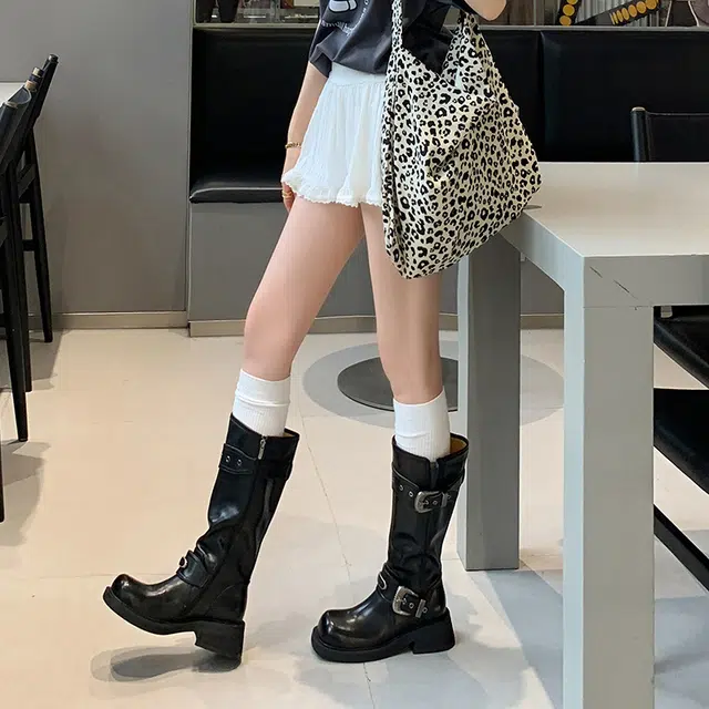 牛皮革 复古简约擦色西部风美爆 高筒靴 女款