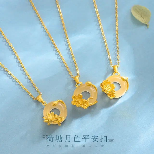 魏天选 【平安顺遂】新中十二花神十二月水仙花 小众中国风平安扣百搭 必备精美首饰天然 玉髓 项链 女款