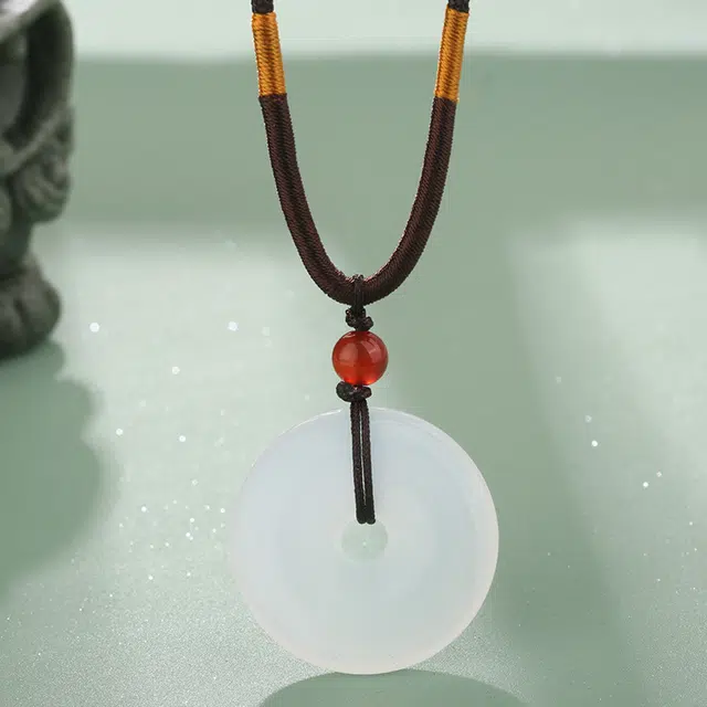 魏天选 【平安顺遂|高品质】 圆满平安扣 新中式经典设计 圆满和谐福气满满 简约小众编织绳百搭高级感#好运 玉髓 项链 男女同款情侣款