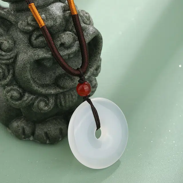 魏天选 【平安顺遂|高品质】 圆满平安扣 新中式经典设计 圆满和谐福气满满 简约小众编织绳百搭高级感#好运 玉髓 项链 男女同款情侣款