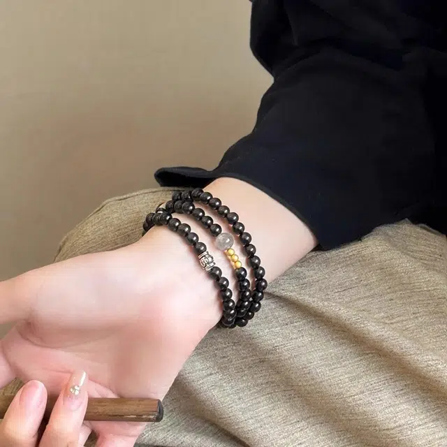 百慕眸 新中式国潮古风多圈文玩盘珠串 招财纳福进宝转运珠吉祥如意时来运转 檀木 手串 男女同款情侣款