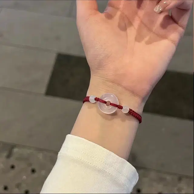 百慕眸 顺遂平安扣 招财纳福精致轻奢 小众大方显白编织 玉髓 玉石手链 男女同款情侣款