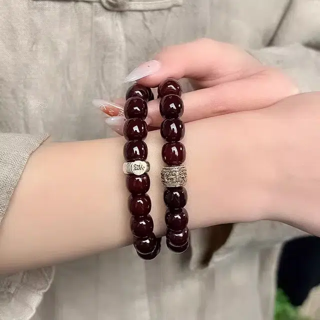 百慕眸 好运吉祥文玩佛珠 色泽醇厚高油高密本命年招财纳福 新中式国潮经典百搭叠戴#好运 菩提根 手串 男女同款情侣款